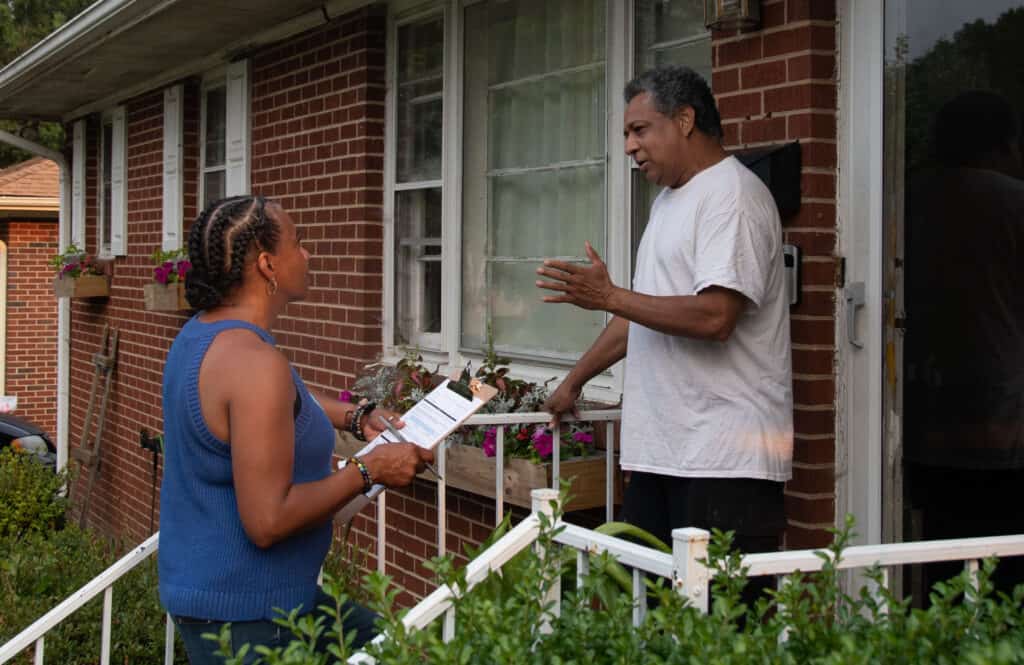 Community members working together